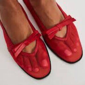 Free People Red Mesh Mania Ballet Flats 8 NWT